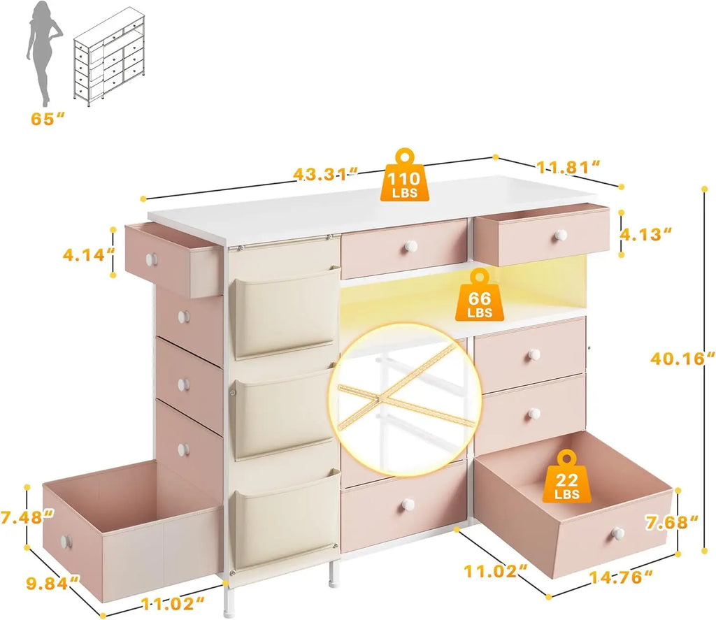 Dresser with 13 Fabric Drawers. Make This Perfect Anywhere in Your Home.