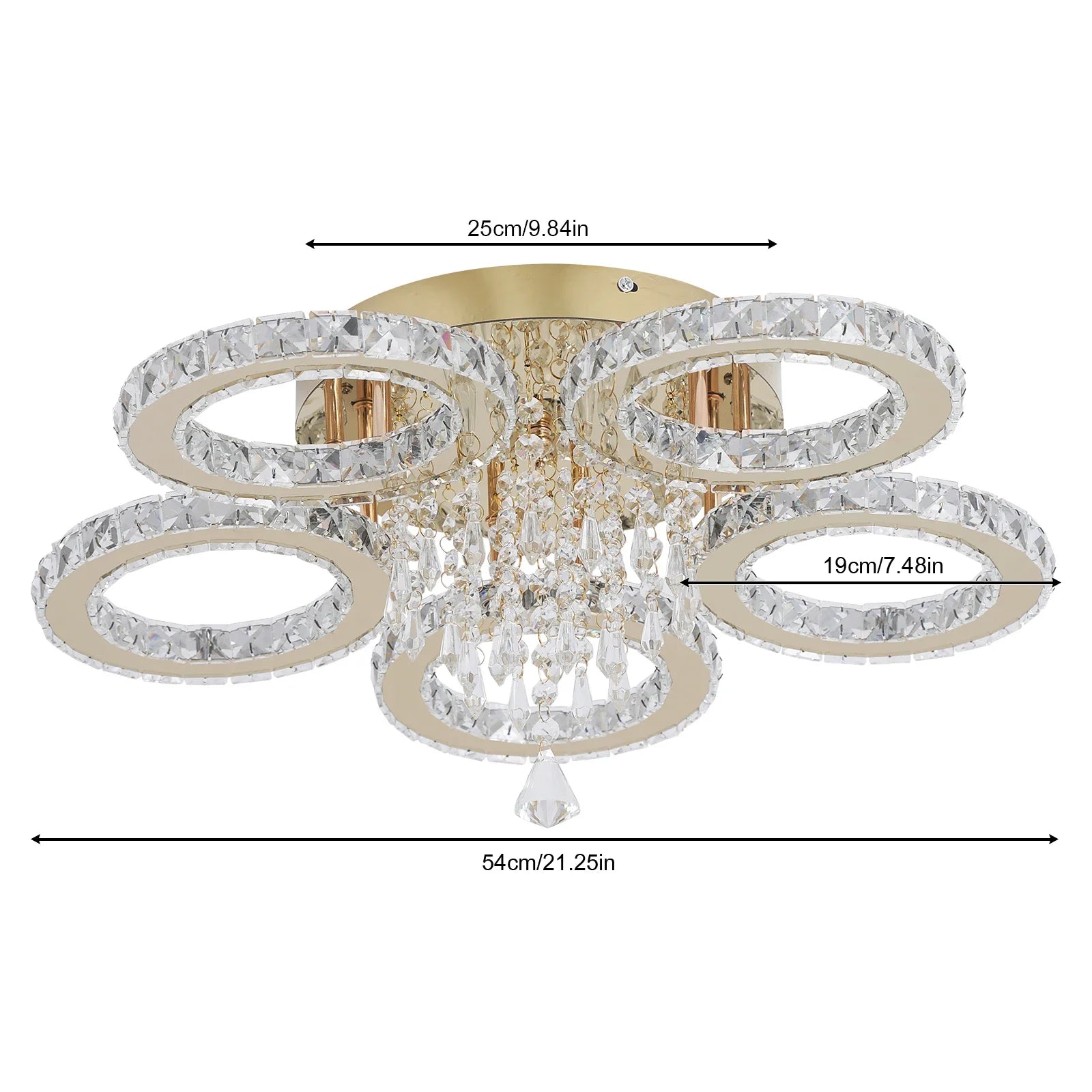 Luxury LED Crystal Ceiling Chandelier, 5-Ring or 3-Ring