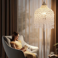 Floor Lamp: Lampshade of Crystal Bead Strings in Waterfall Design