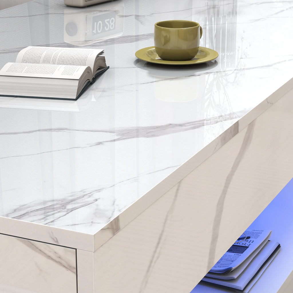 LED Coffee Table, Double-Layer Design, 2 Colors, 2 Sizes
