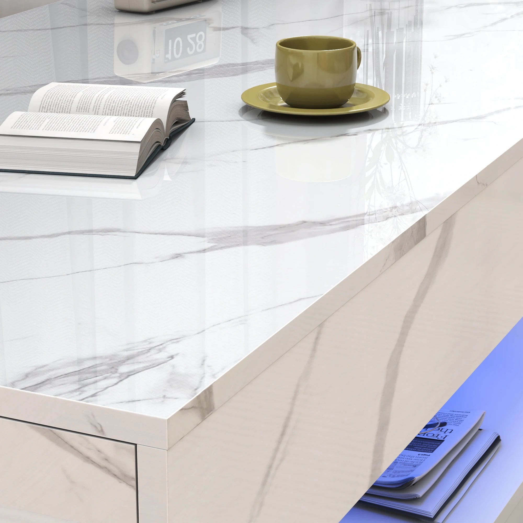 LED Coffee Table, Double-Layer Design, 2 Colors, 2 Sizes