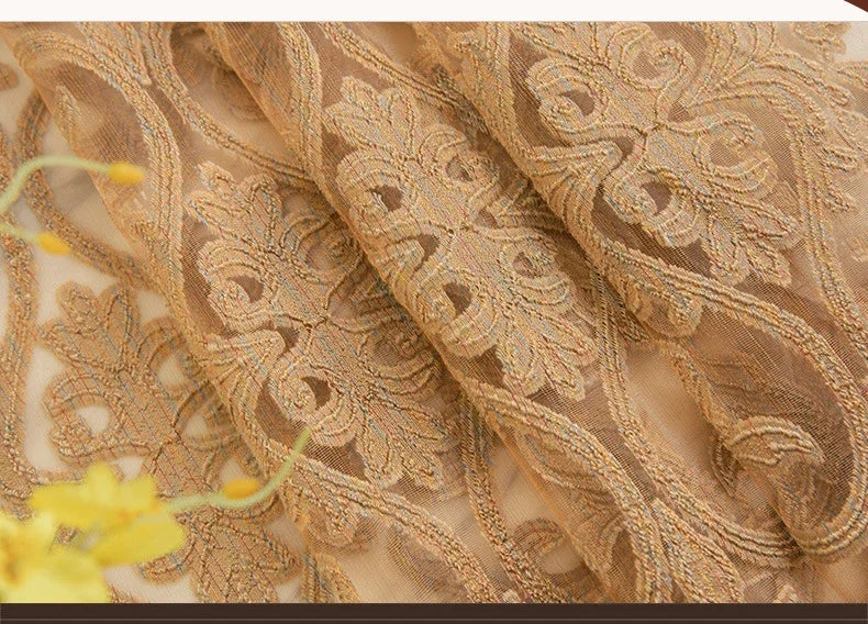 European Luxury, Gorgeous Grey Hollow Jacquard Curtains