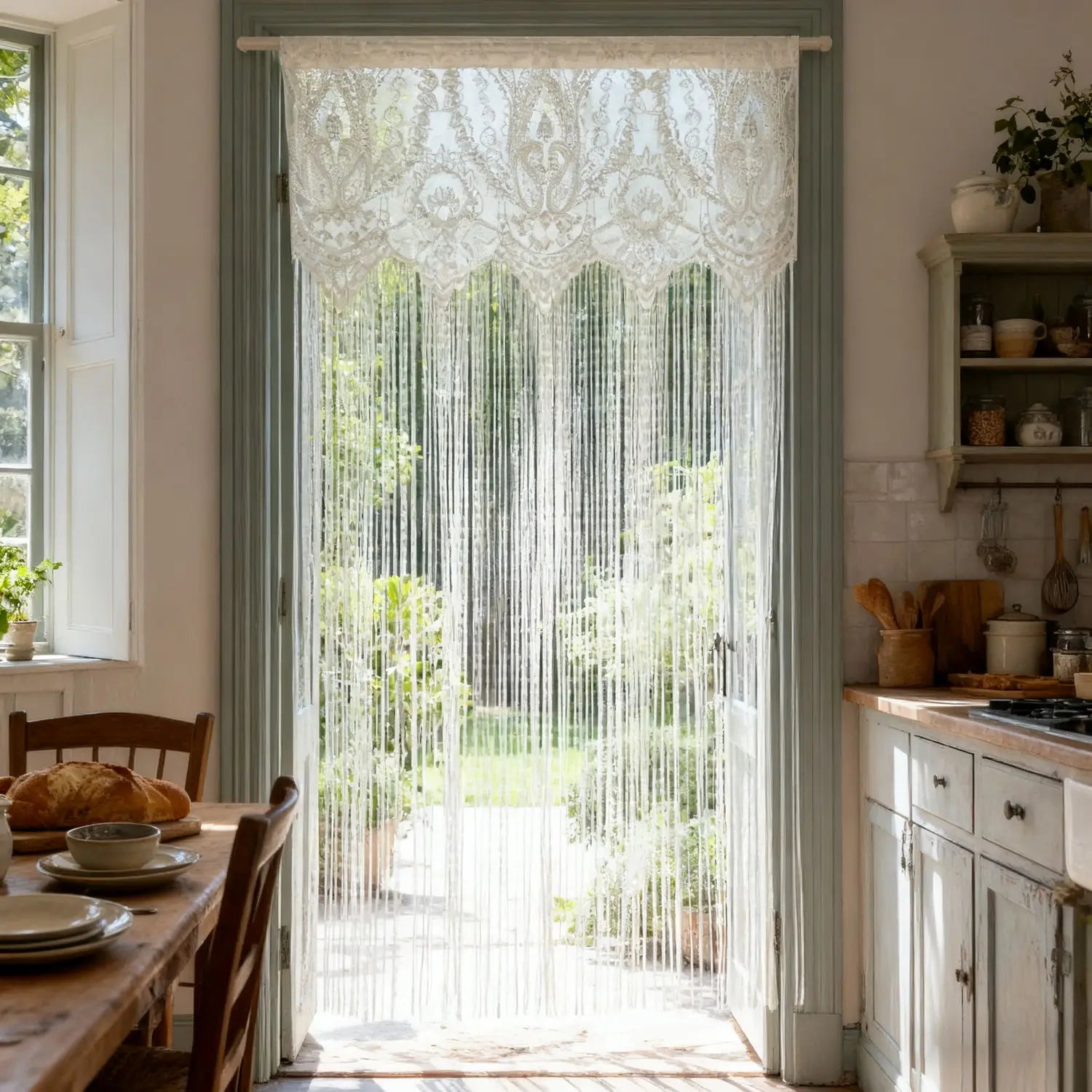 French Vintage Lace Tassel Door Curtain