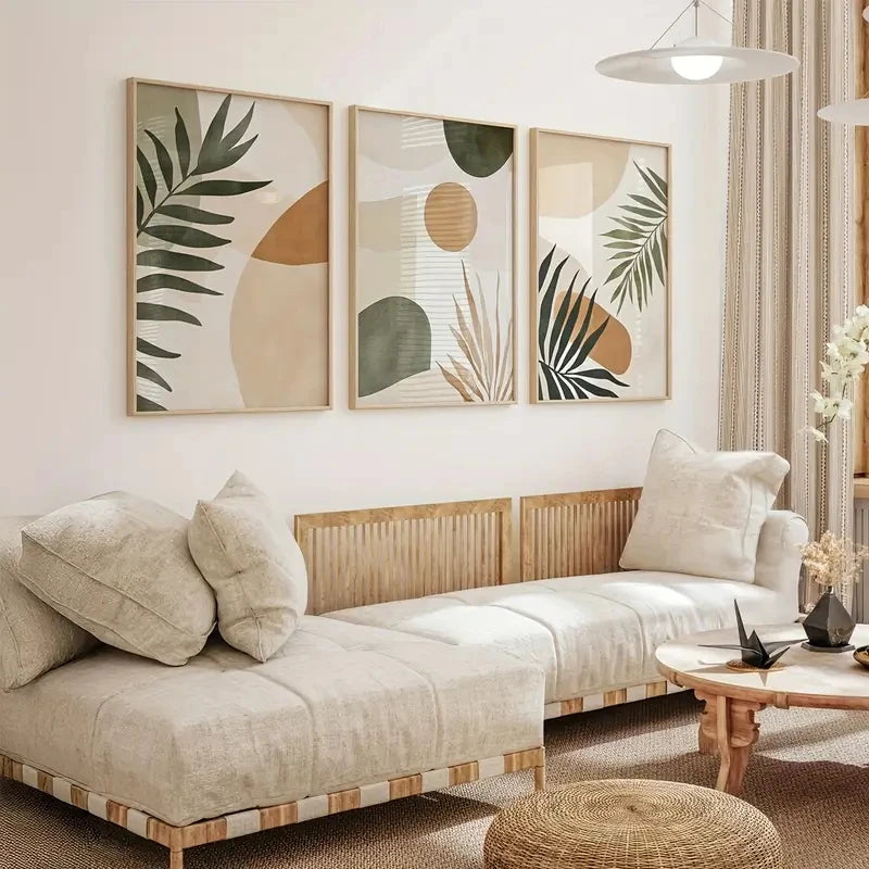 Modern Boho Oil on Canvas Unframed Prints; 3pcs/Set