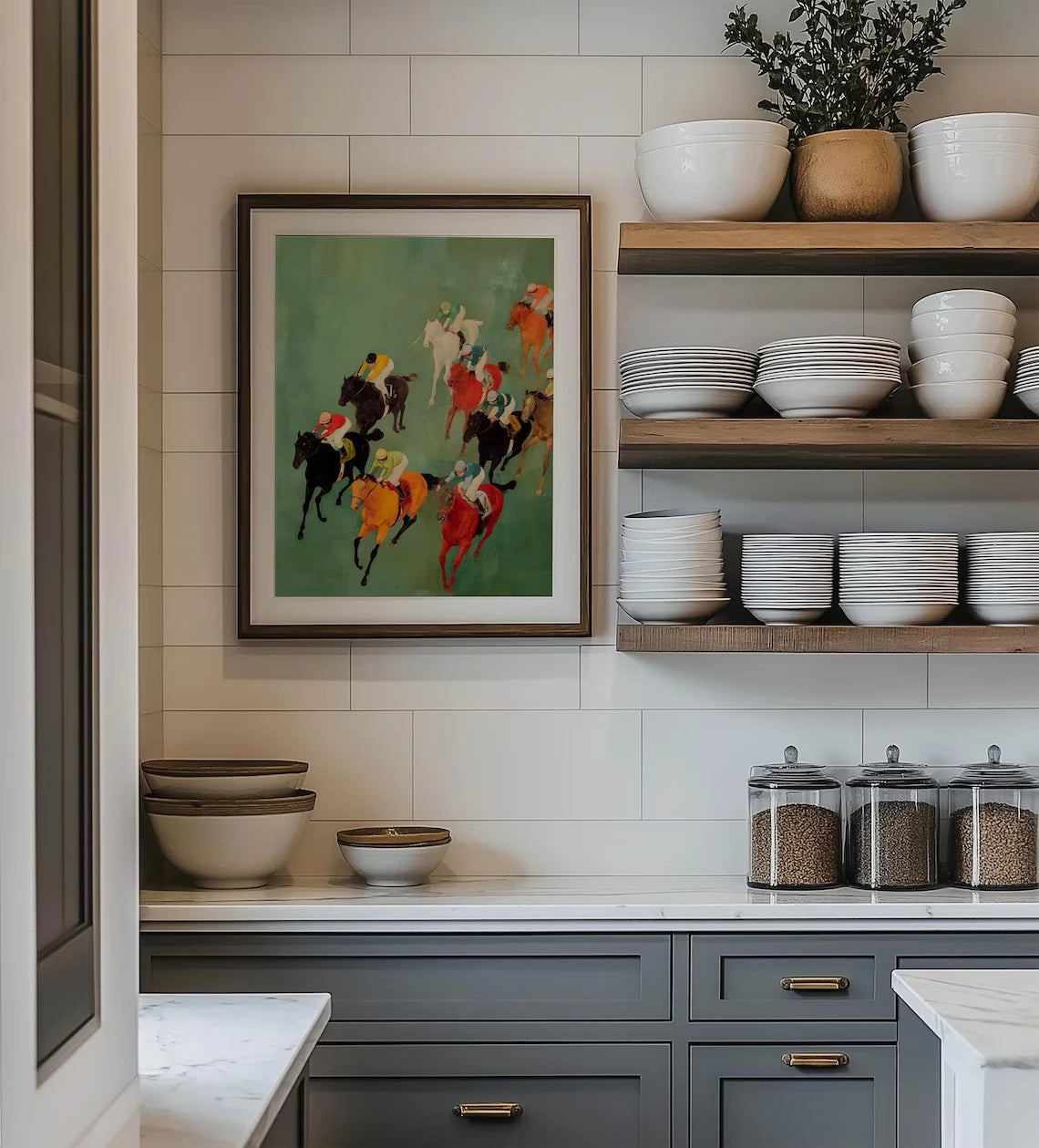 Vintage Canvas Print Colorful Jockeys Horse Racing