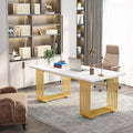Modern Office Desk with Gold Metal Legs