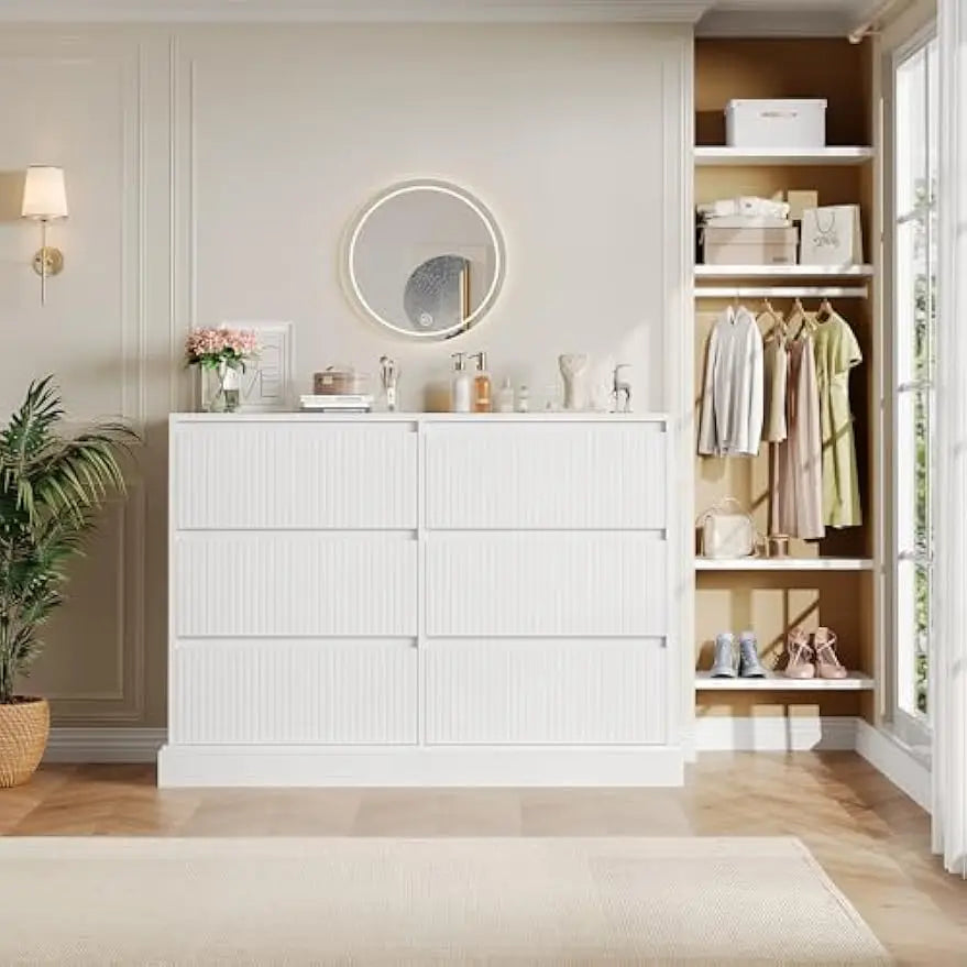 Modern 6-Drawer Dresser; Dining Room Sideboard