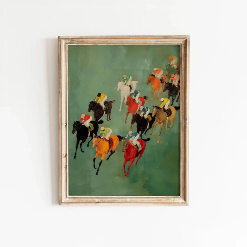 Vintage Canvas Print Colorful Jockeys Horse Racing