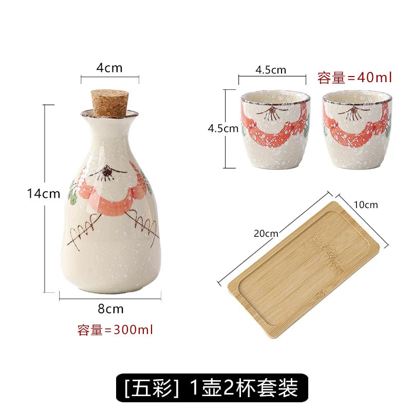 Japanese Ceramic Sake Pot & Cups Set