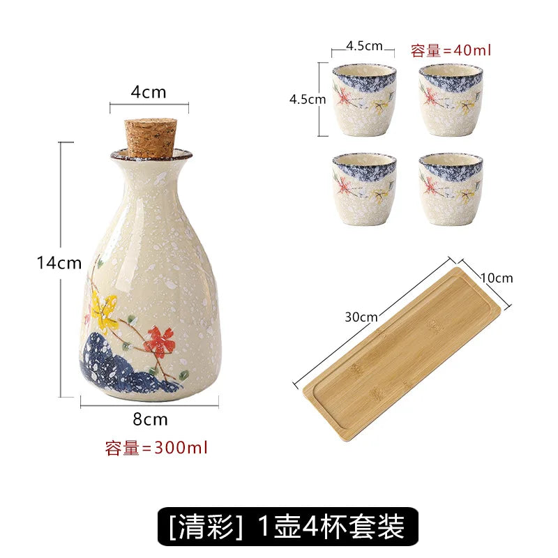 Japanese Ceramic Sake Pot & Cups Set
