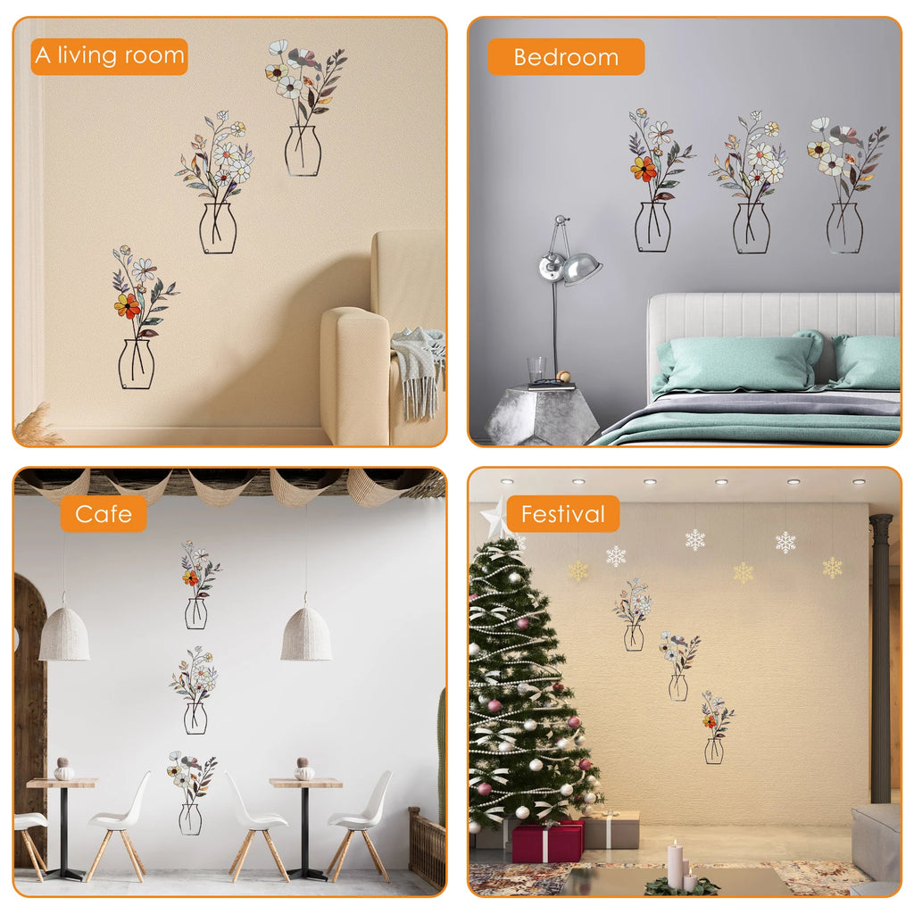 Floral Metal Sculptures Hanging Wall Decor