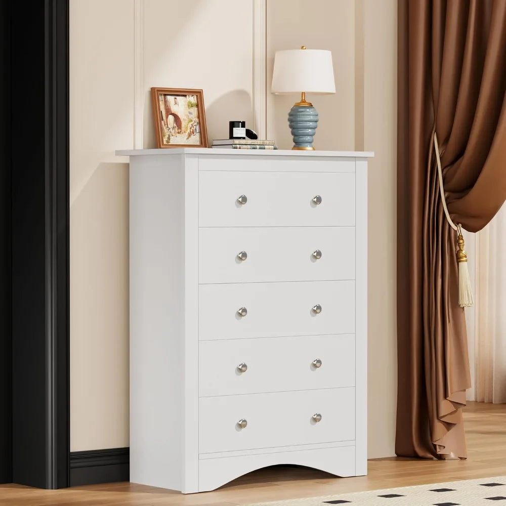 Contemporary 5-Drawer Dresser; Living Room TV Stand