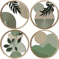 4 Bohemian Wall Art Set - Wooden Farmhouse Aesthetic