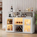 Wine/Coffee Bar Cabinet, Wine Rack, LED Lights, 4 Colors