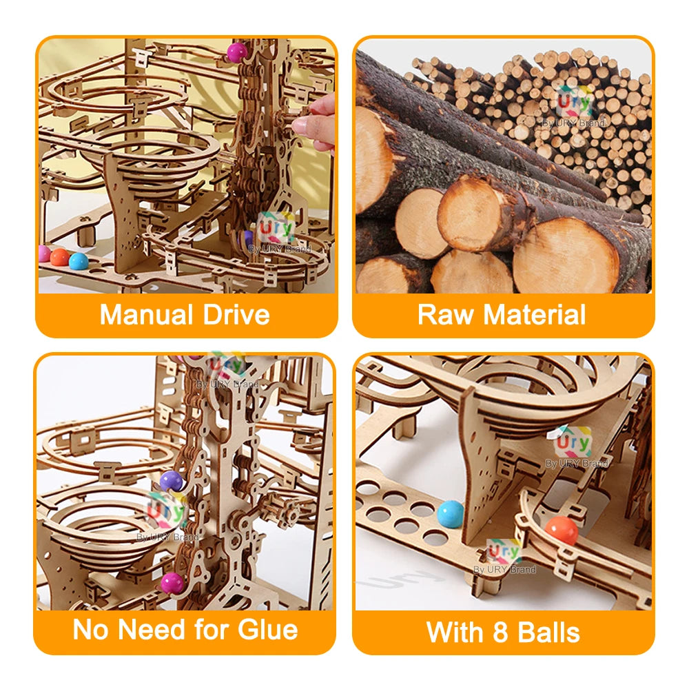 3D Wooden Mechanical Maze Ball Track Kit