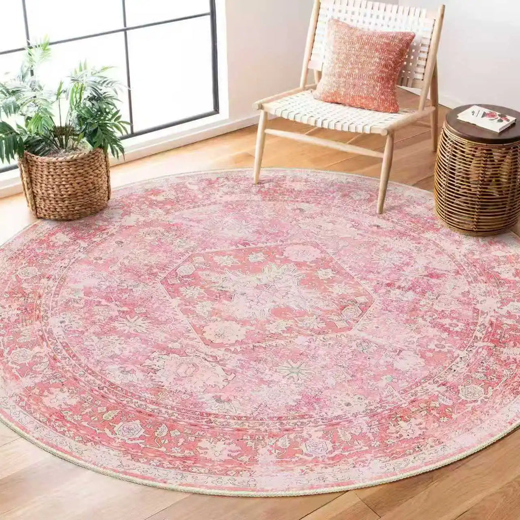 Boho Circle Area Rug, Washable, Non-Slip, 5 Sizes