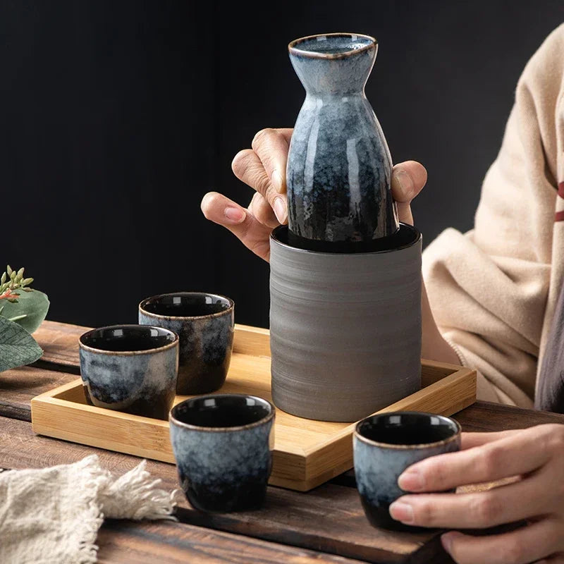 Handmade Japanese Style Sake Warmer & Cups