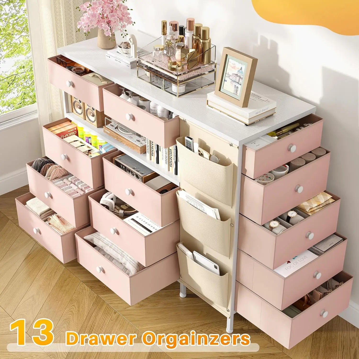 Dresser with 13 Fabric Drawers. Make This Perfect Anywhere in Your Home.