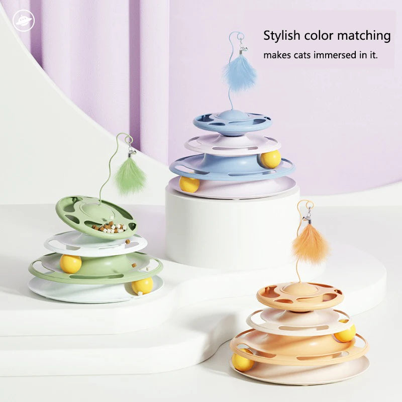 Flying Saucer Cat Toy; Food, Treat Feeder