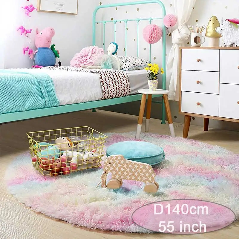 Rainbow Shag Rug; 1.8" Long Plush Fibers
