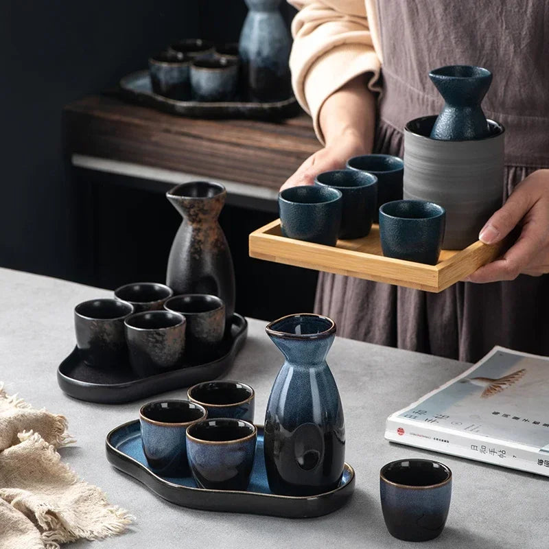 Handmade Japanese Style Sake Warmer & Cups