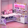 L- Shaped Computer/Office/Gaming Desk: LED Light, 2 Colors