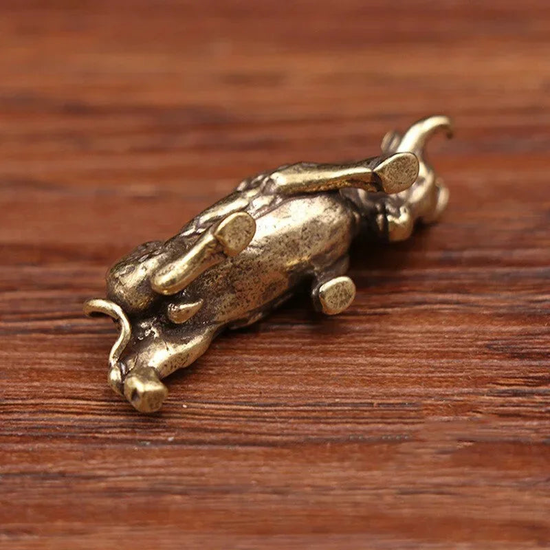 Brass Bullfighting Statue, Lucky Copper Animal Figurine