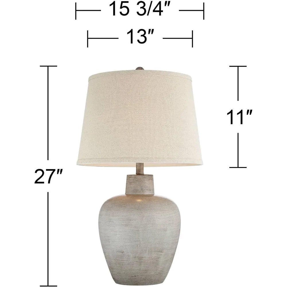 Country Cottage 27" Table Lamps, Fabric Shades, Set of 2