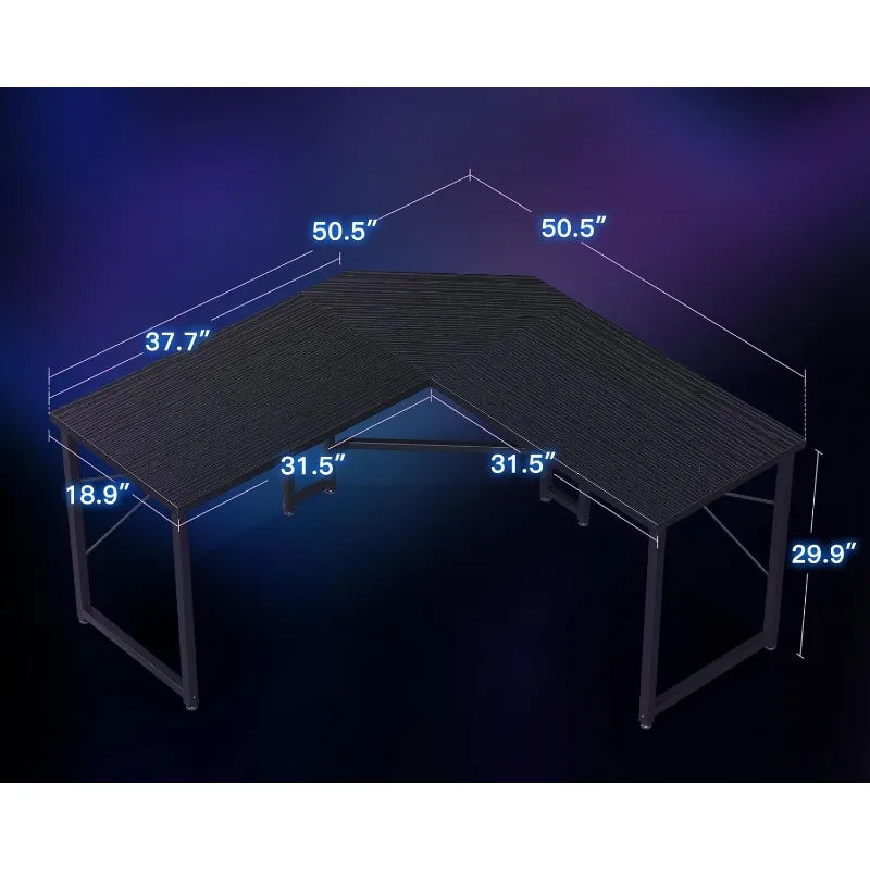 L-Shaped Space Saving Corner Workstation or Gaming Desk