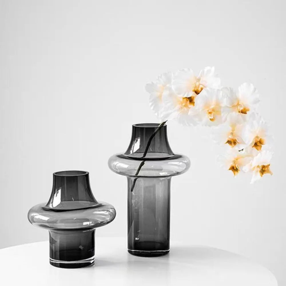 Unique Amber Art Glass Flower Vase