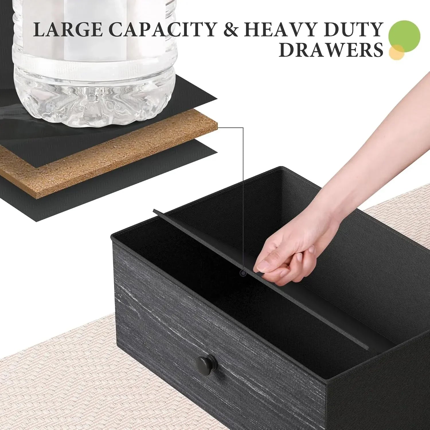 Sleek Black Dresser with 12 Drawers; Tons of Storage.