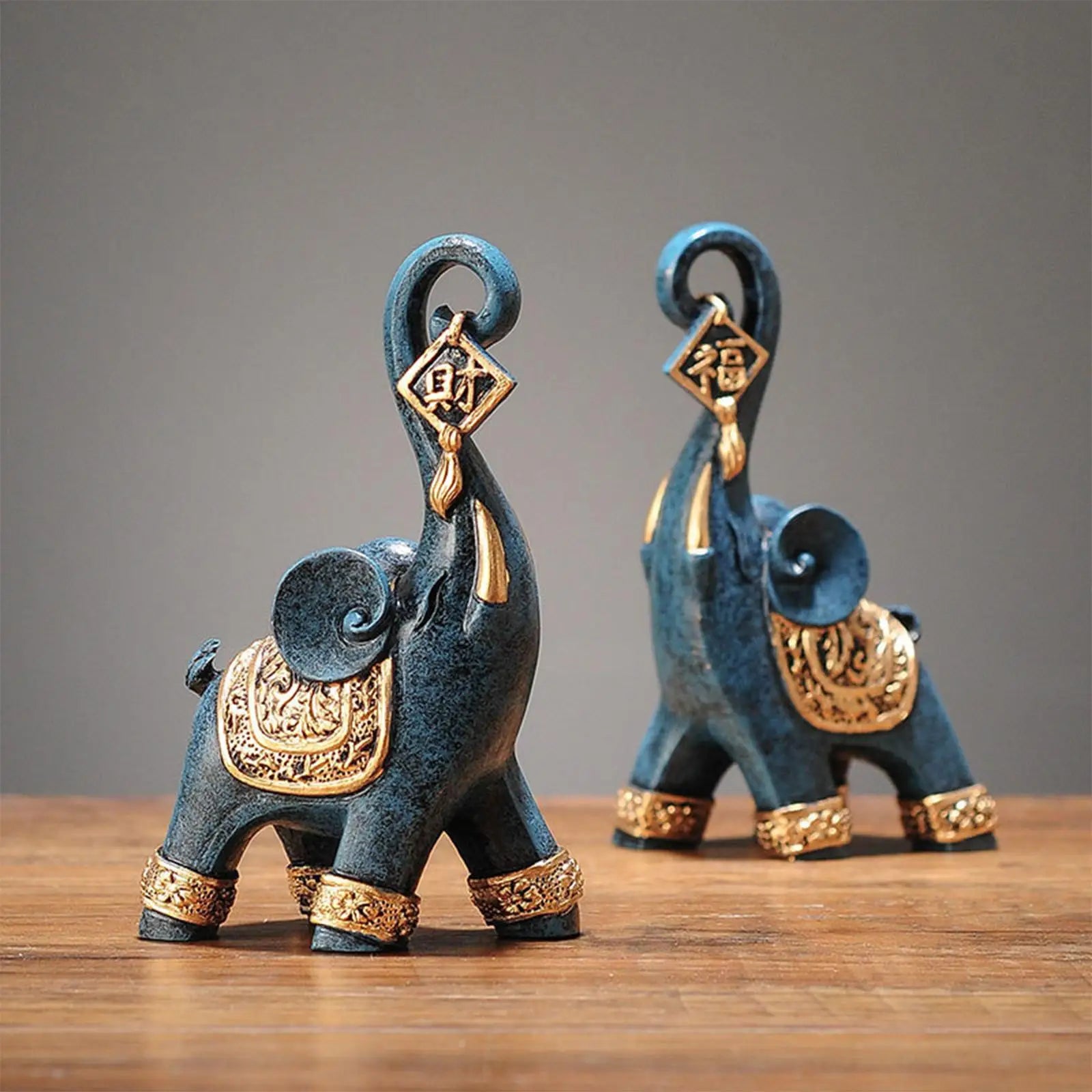 2 Modern Art Ornamental Elephant Statues