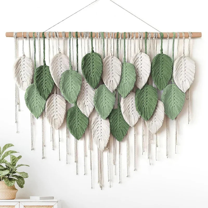 Handmade Boho Cotton Leaf Macrame Wall Art