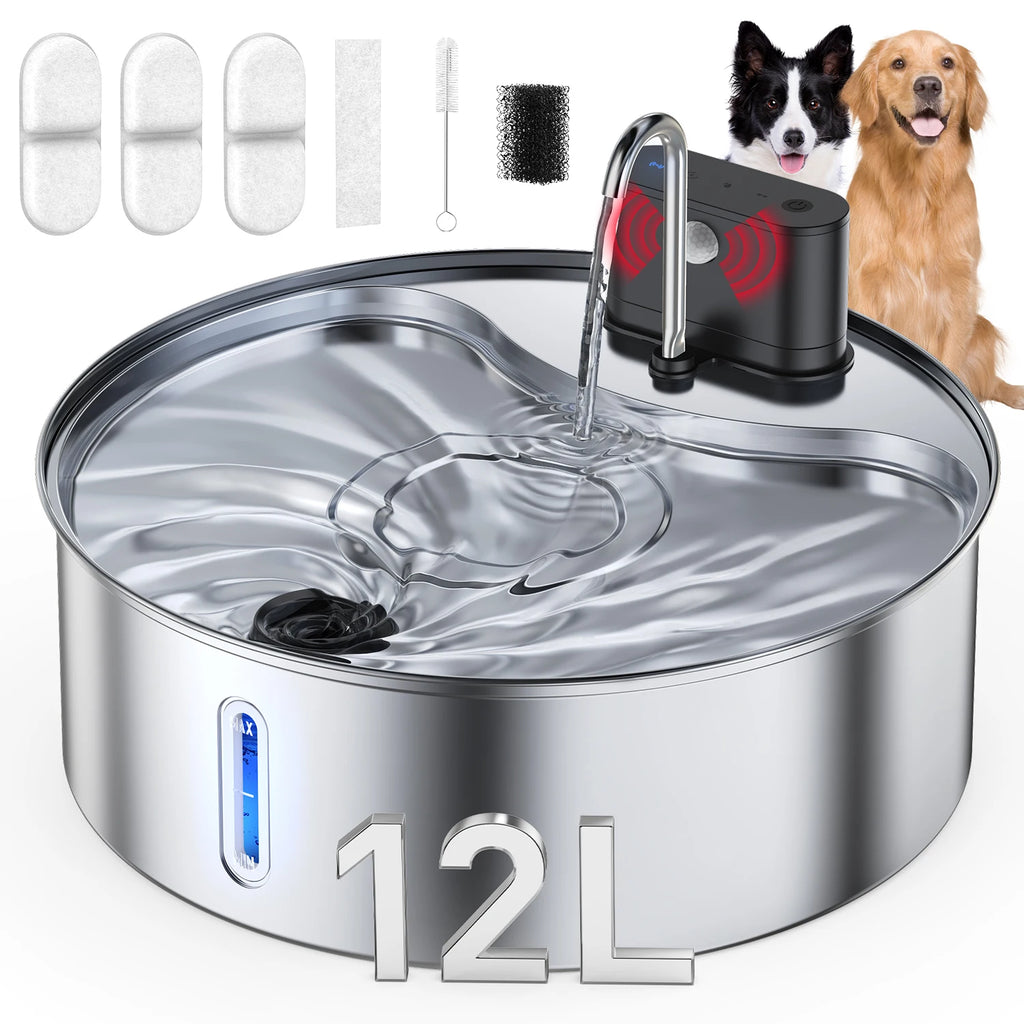 12L Pet Fountain, Motion Sensor, Rechargeable