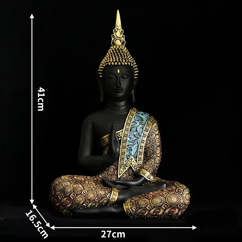 Buddha Sculpture, Green Resin, Handmade Fengshui Figurine