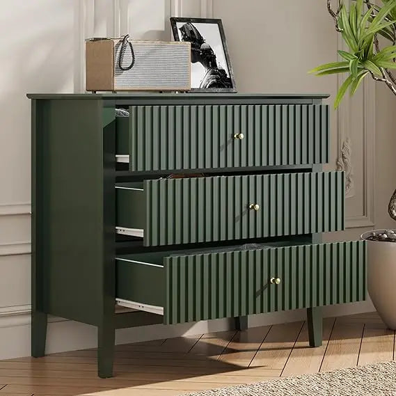 Fluted 3-Drawer 32" Nightstand, Room Chest, TV Stand