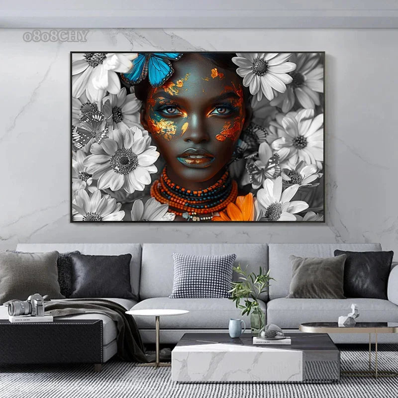 African Black Woman Wall Art Canvas Prints
