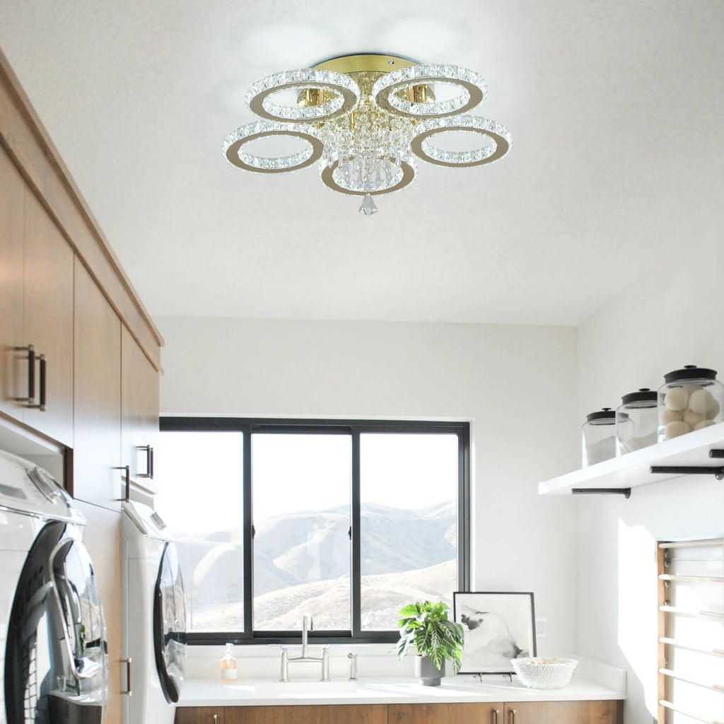 Luxury LED Crystal Ceiling Chandelier, 5-Ring or 3-Ring
