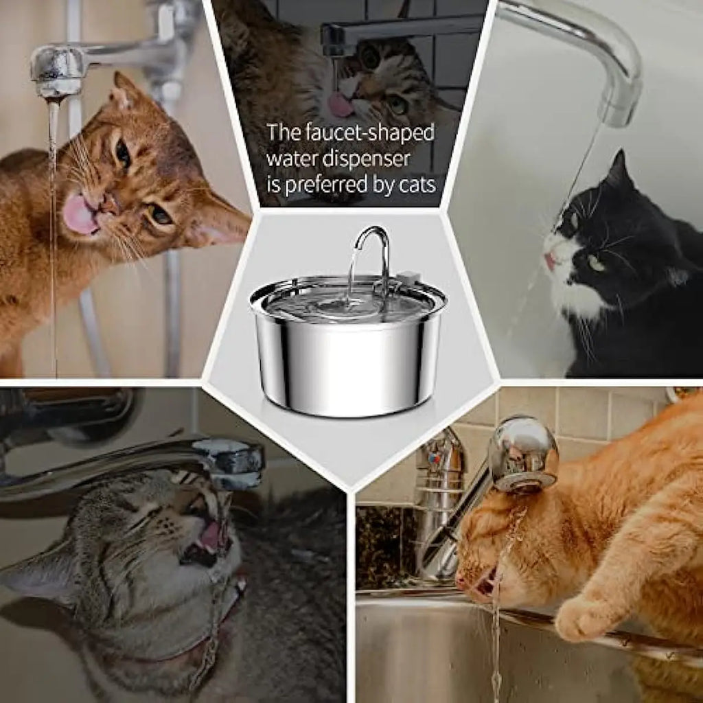Automatic USB Pet Water Fountain; Stainless Steel