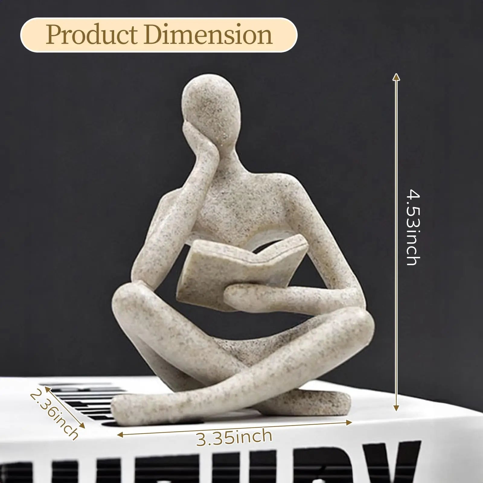 Abstract Art, Reading Thinker Sculpture Figurine