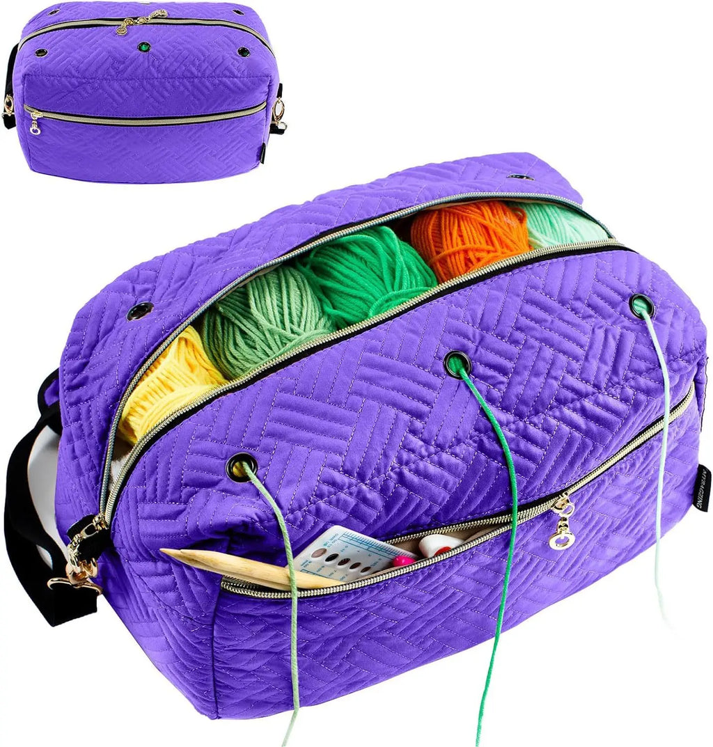 Crochet Accessories Organizer Bag With Yarn Holders