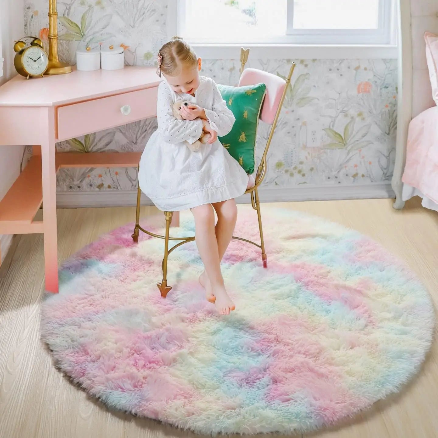 Rainbow Shag Rug; 1.8" Long Plush Fibers