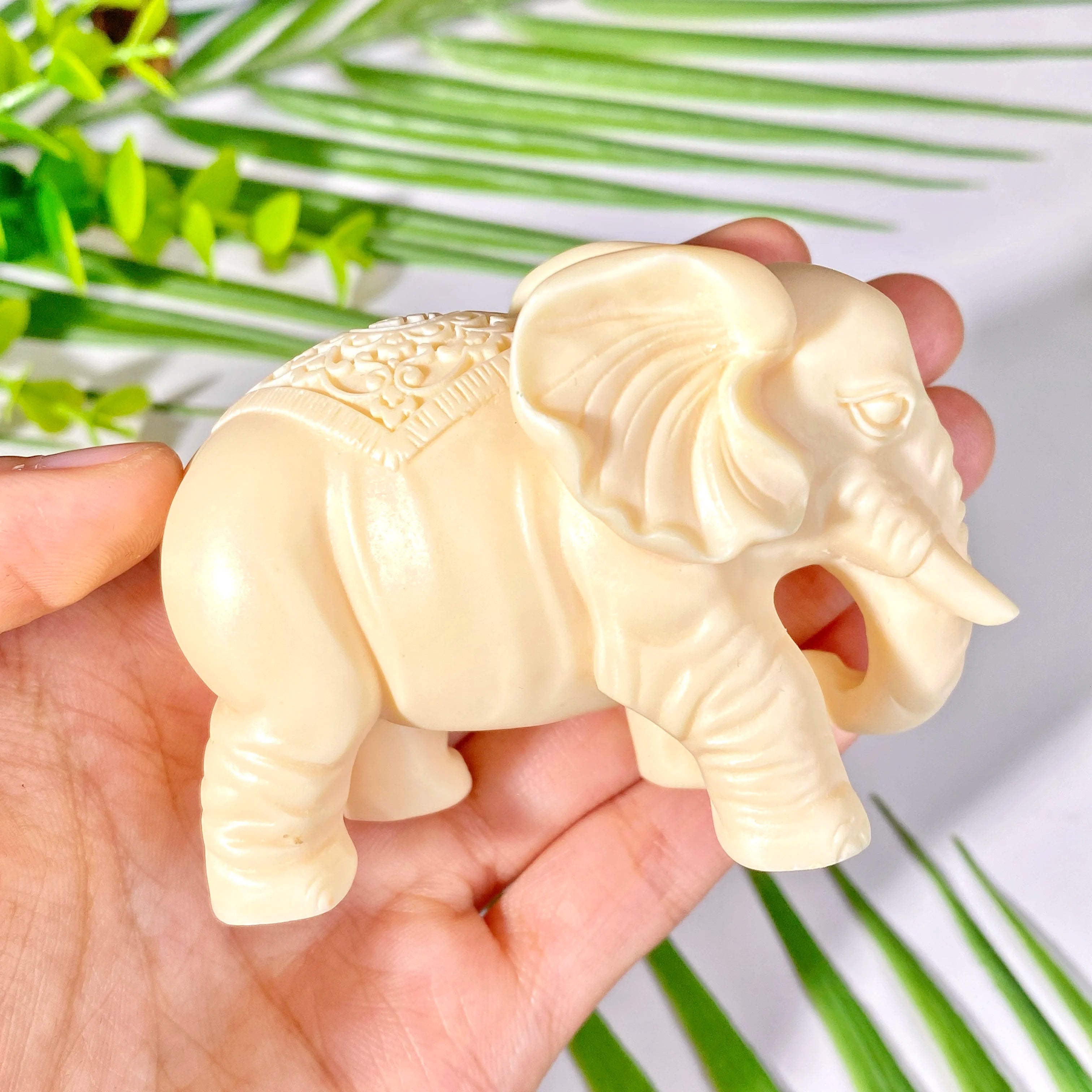 Hand Craved Ivory Tagua Nut Elephant Carving