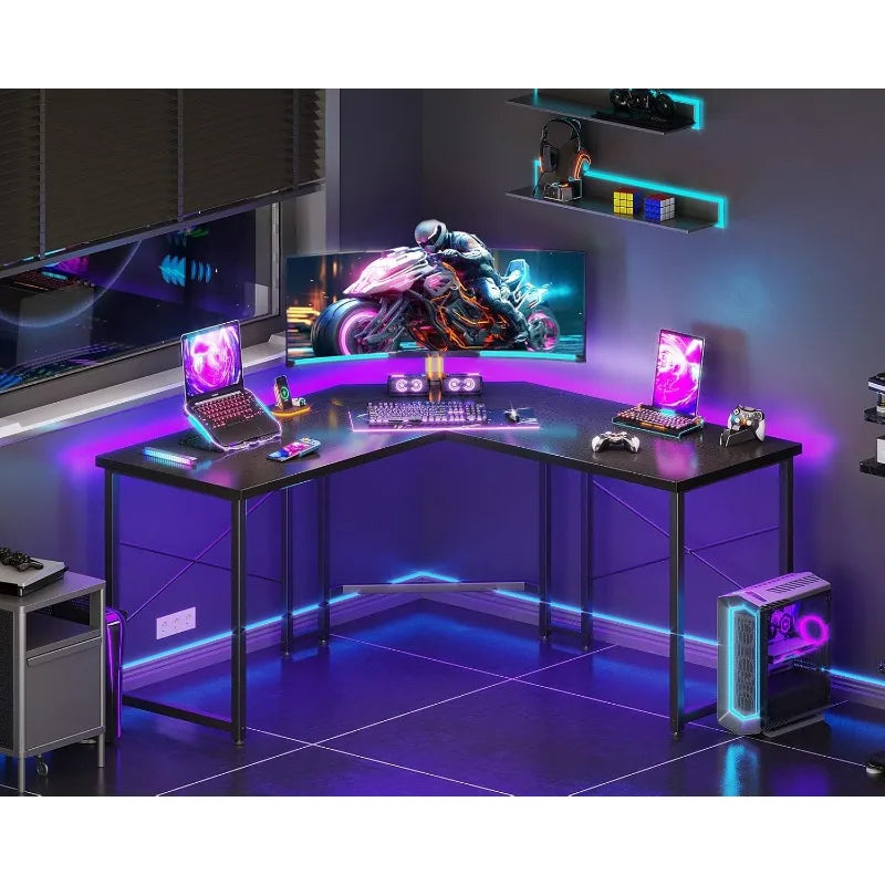L-Shaped Space Saving Corner Workstation or Gaming Desk