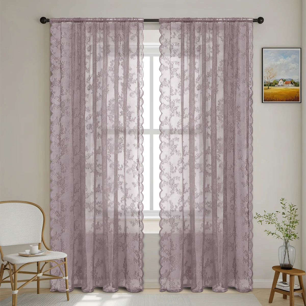 Romantic Lace Sheer Curtain; 8 Colors