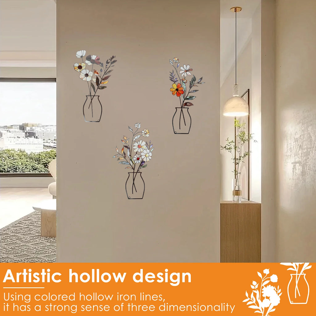 Floral Metal Sculptures Hanging Wall Decor