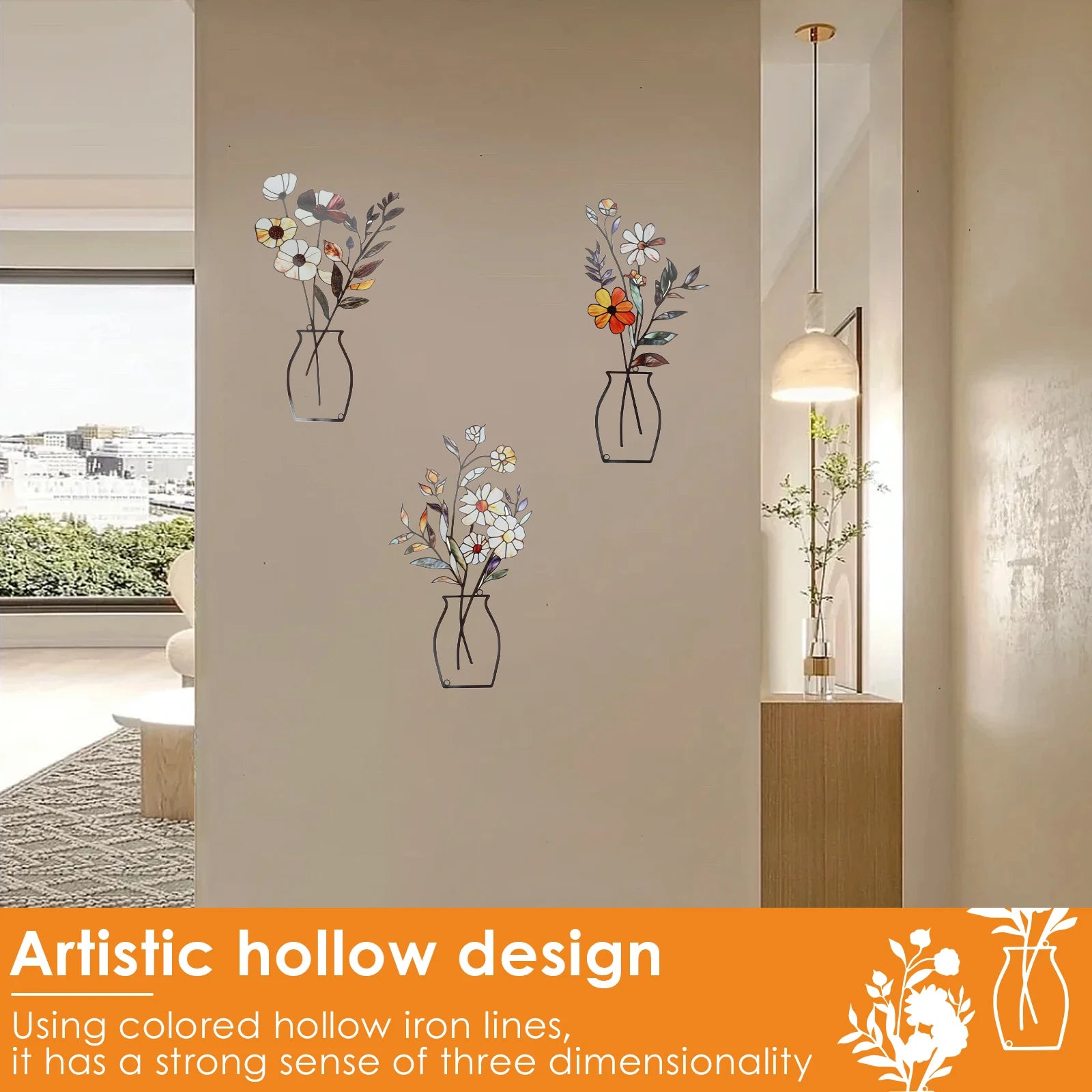 Floral Metal Sculptures Hanging Wall Decor