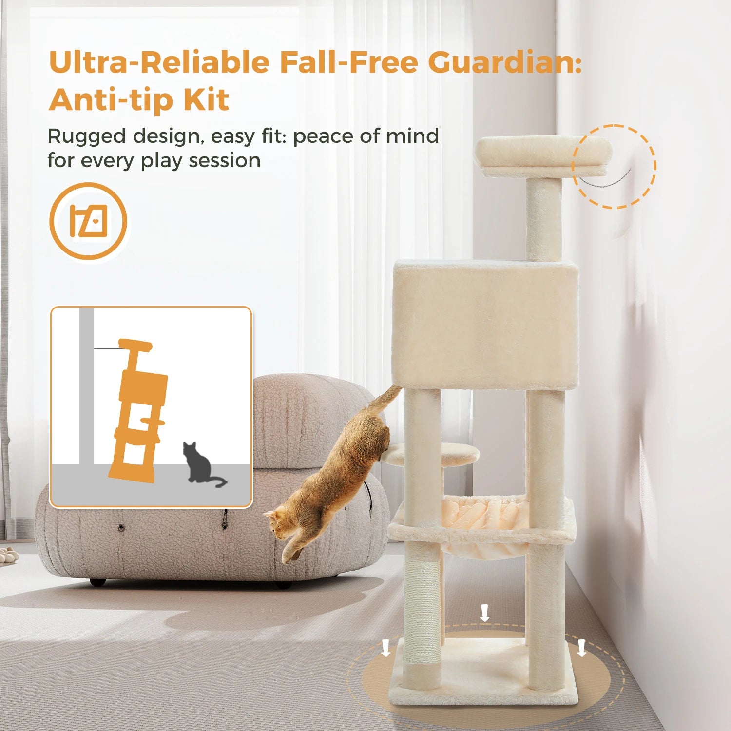 5-Level Cat Tower, 45" with Top Perch