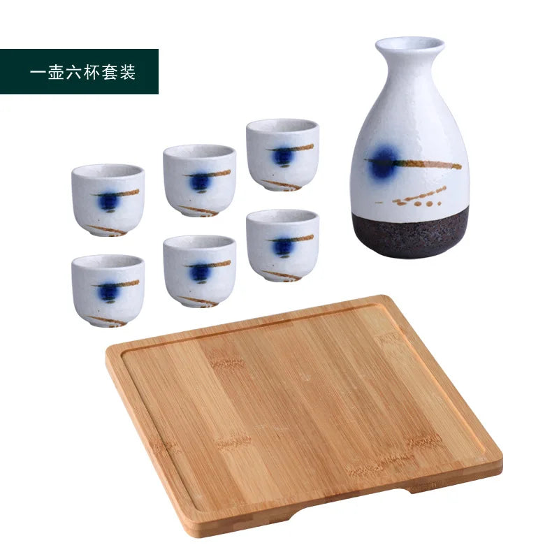 Japanese Ceramic Sake Pot & Cups Set