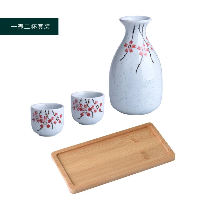 Japanese Ceramic Sake Pot & Cups Set